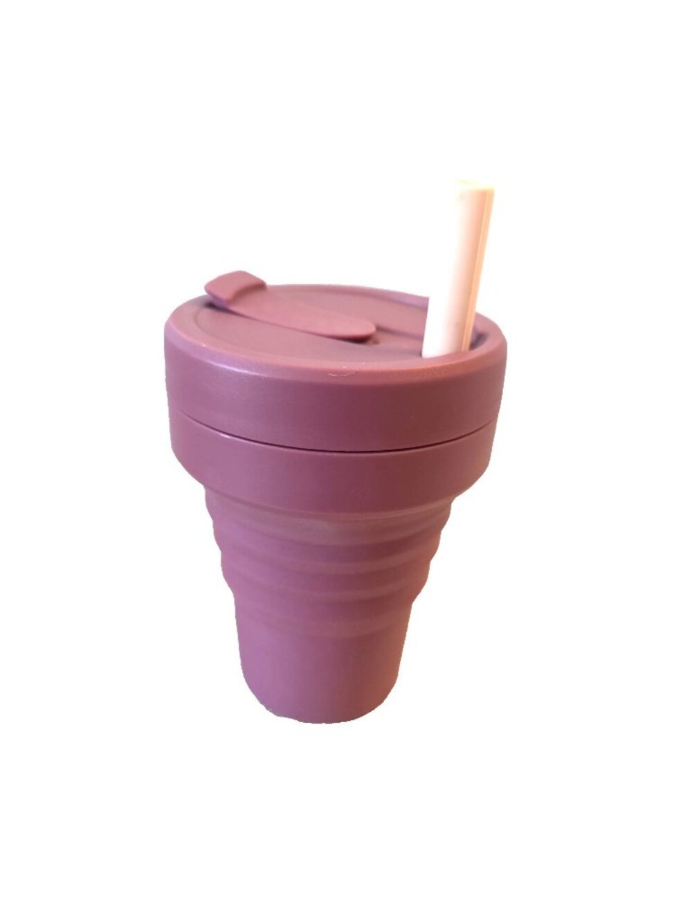 STOJO Titan Collapsible Travel Cup with Straw Purple Silicone Reusable NEW